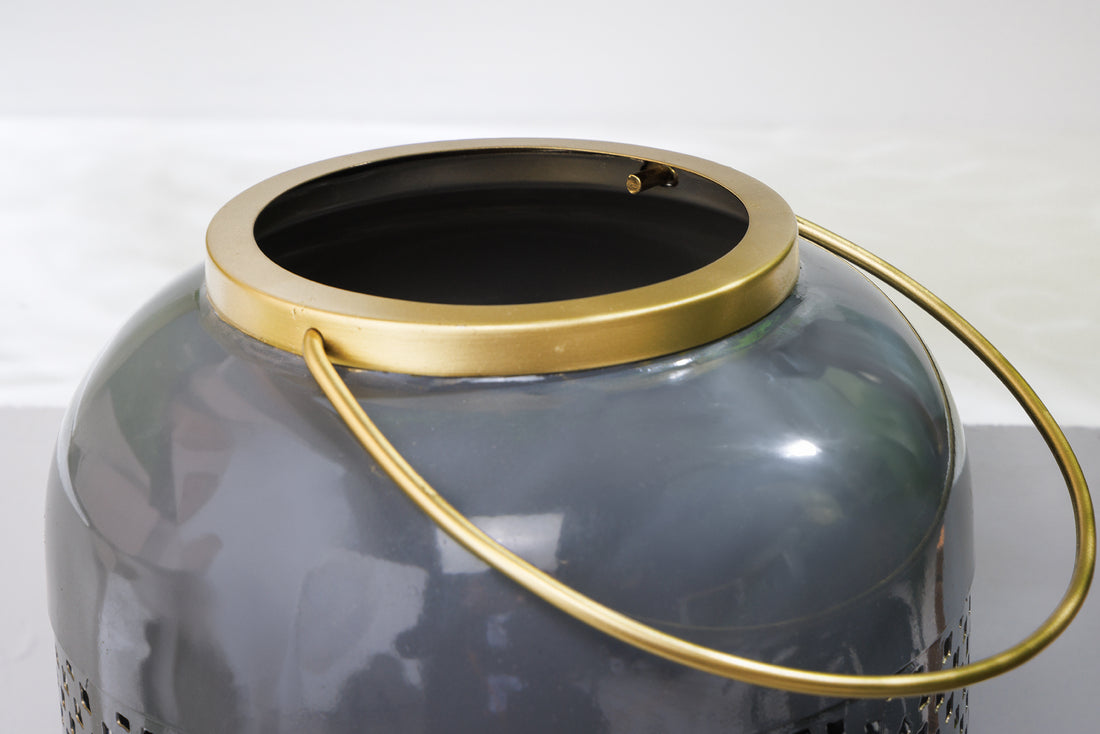 Lantern Candlelight 30cm Metal Grey