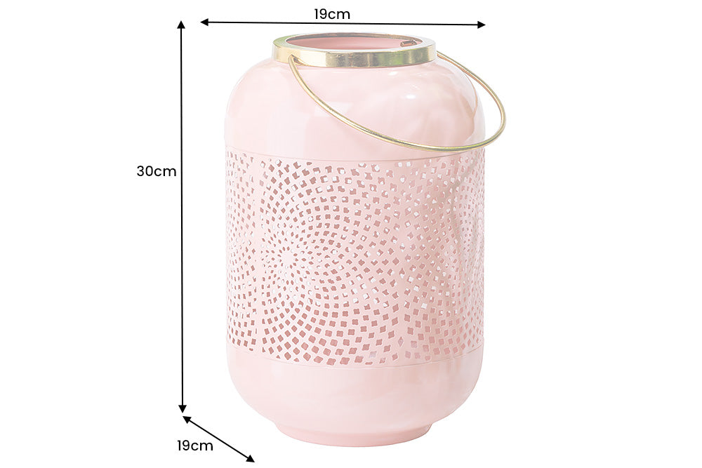 Lantern Candlelight 30cm Metal Pink