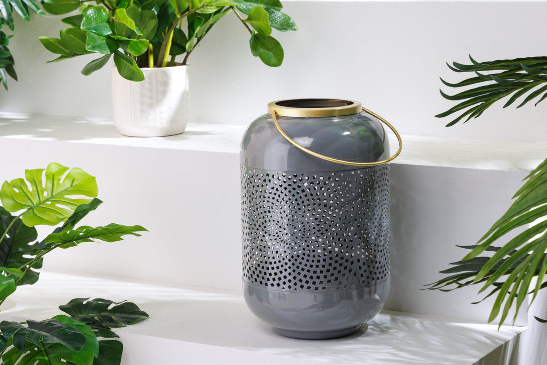 Lantern Candlelight 30cm Metal Grey
