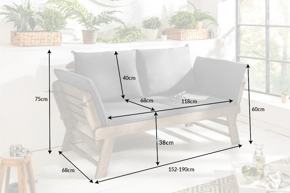 Garden Bench Growing 152-190cm Acacia Wood Grey