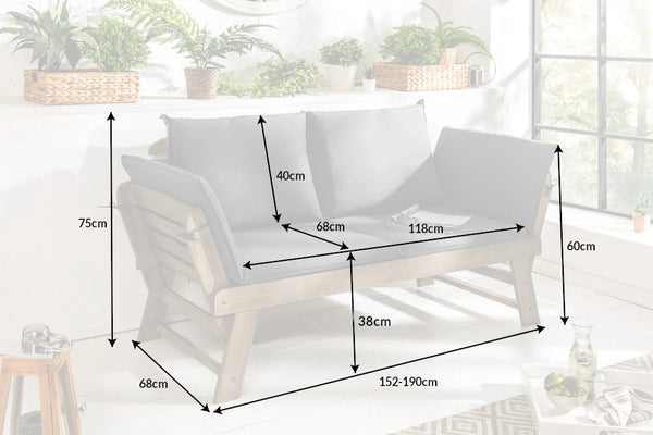 Garden Bench Growing 152-190cm Acacia Wood Grey