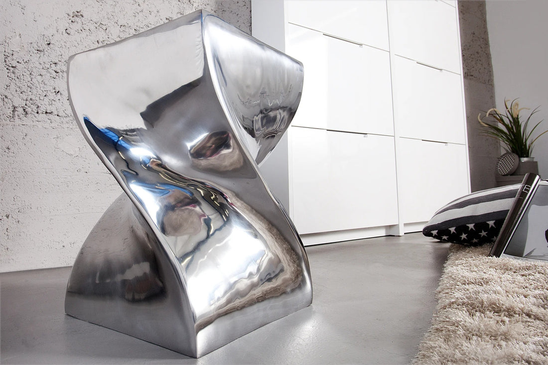 Side Table Twist 45cm Metal Silver