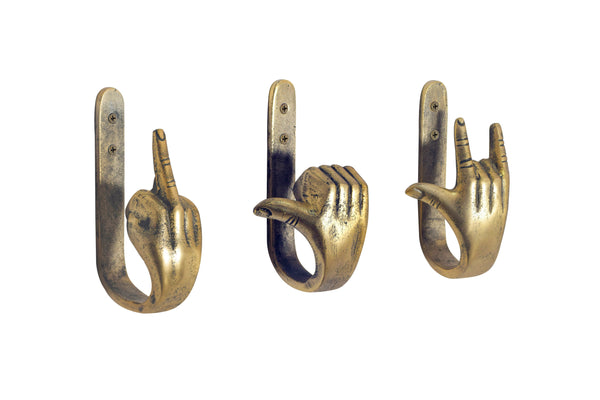 Coat Hook Fingers 17cm Metal Brass
