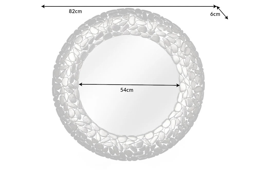 Mirror Stone Mosaic 82cm Metal Silver