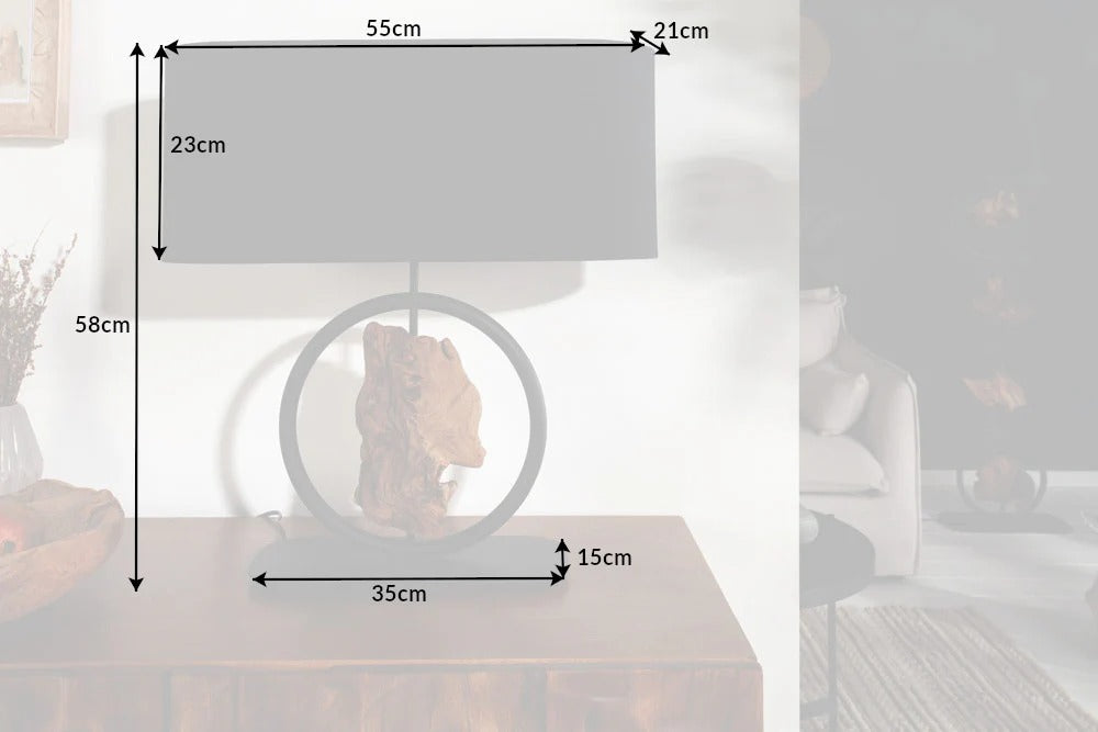 Table Lamp Elements 58cm Acacia Wood Black
