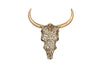 Decorative Skull Exotic Bull 57cm Metal Gold Mango Wood Natural