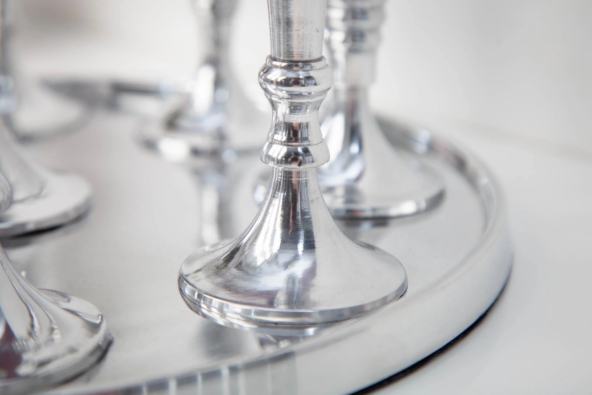 9-Flame Candlestick Baroque 30cm Metal Silver