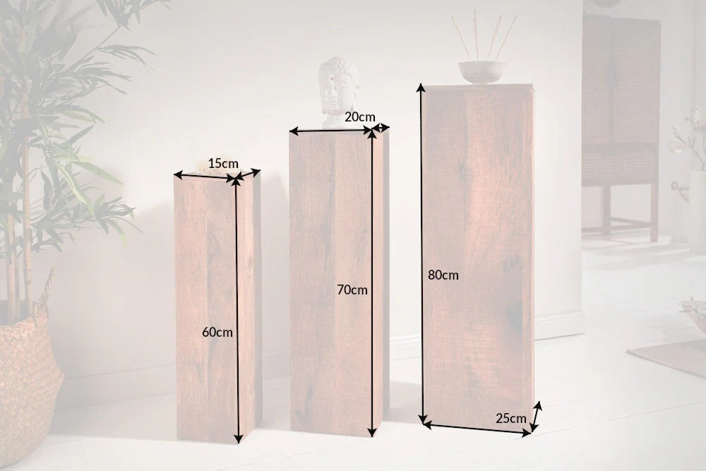 Set Of Three Pillars Makassar 60cm/70cm/80cm Mango Wood Natural
