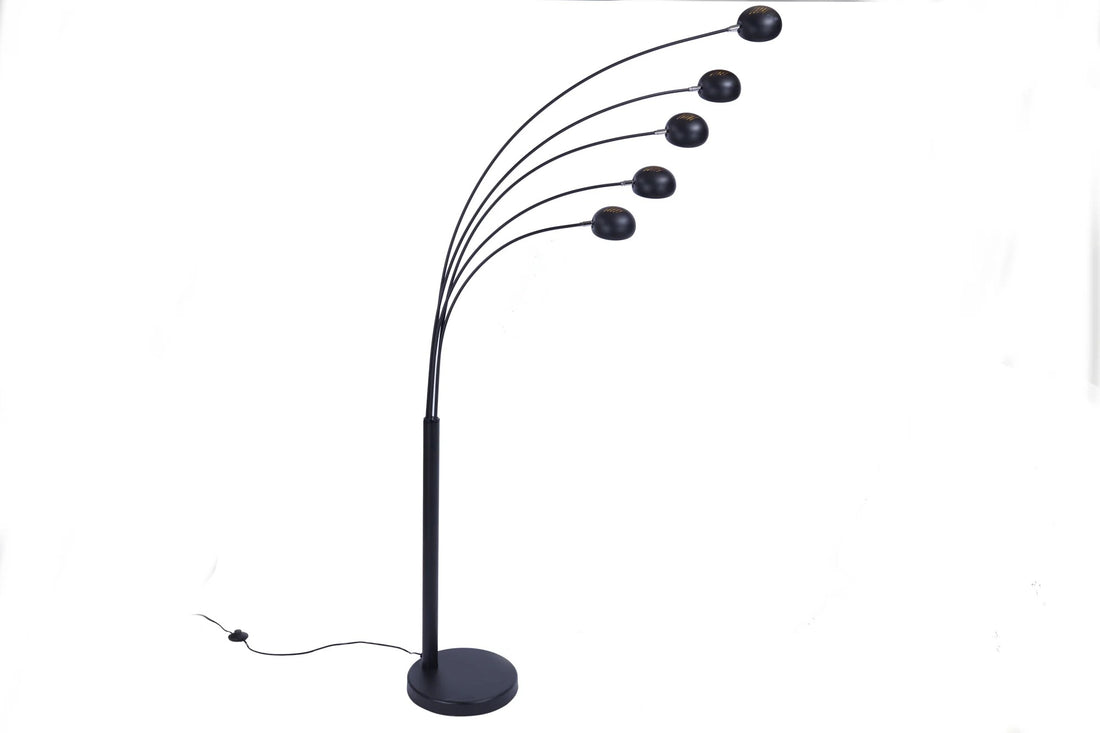 Five Lights Floor Lamp 210cm Metal Black