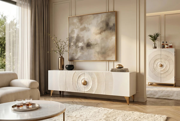 TV Stand Golden Eye 180cm Mango Wood White