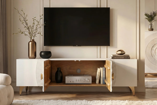 TV Stand Golden Eye 180cm Mango Wood White