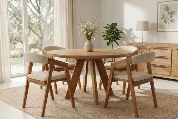 Round Dining Table Art Wood 120cm Mango Wood Brown