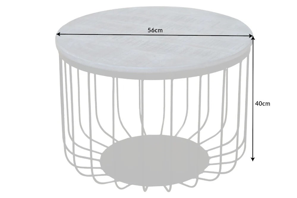 Round Side Table Fortress Loft 40cm Mango Wood Grey