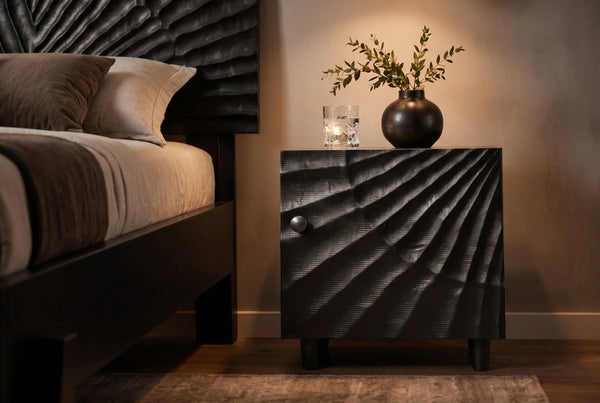 Bedside Table Fossil 50cm Mango Wood Black