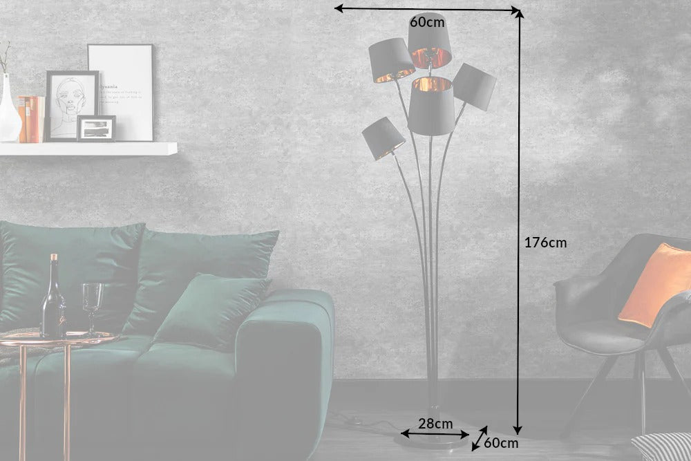 Floor Lamp Levels 176cm Metal Black