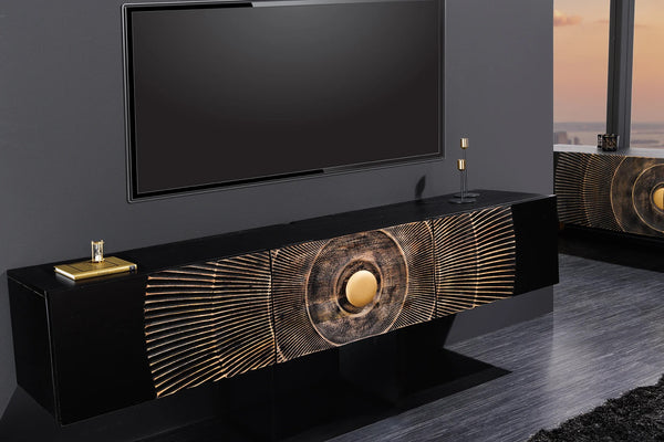 Floating TV Stand Golden Eye 160cm Mango Wood Black