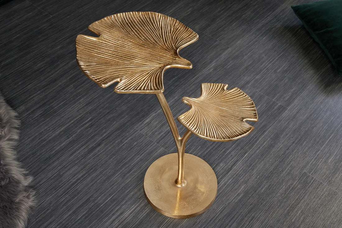 Side Table Ginkgo Double 56cm Metal Gold