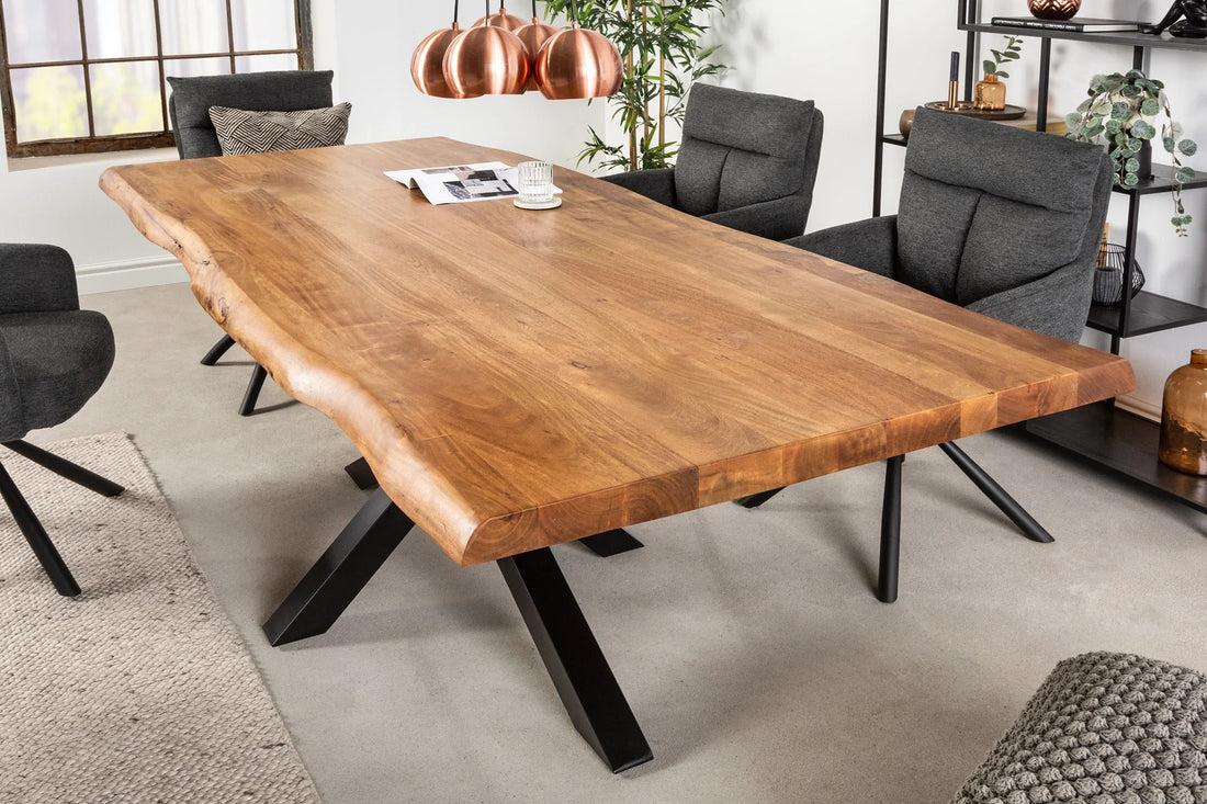 Dining Table Monolith Nature 220cm Acacia Wood Honey Cross-Frame