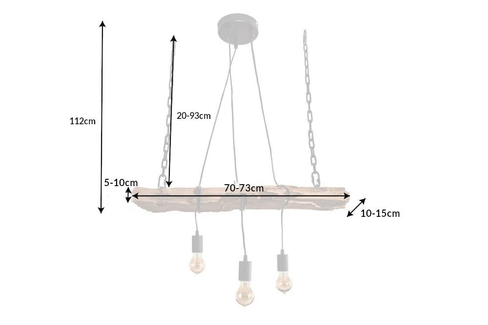 Hanging Lamp Barracuda 70cm Recycled Wood Brown