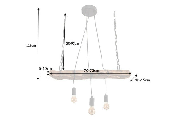 Hanging Lamp Barracuda 70cm Recycled Wood Brown