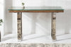 Console Table Barracuda 120cm Recycled Teak Wood Natural With Glass Top
