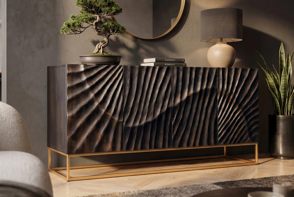 Sideboard Fossil 177cm Mango Wood Black