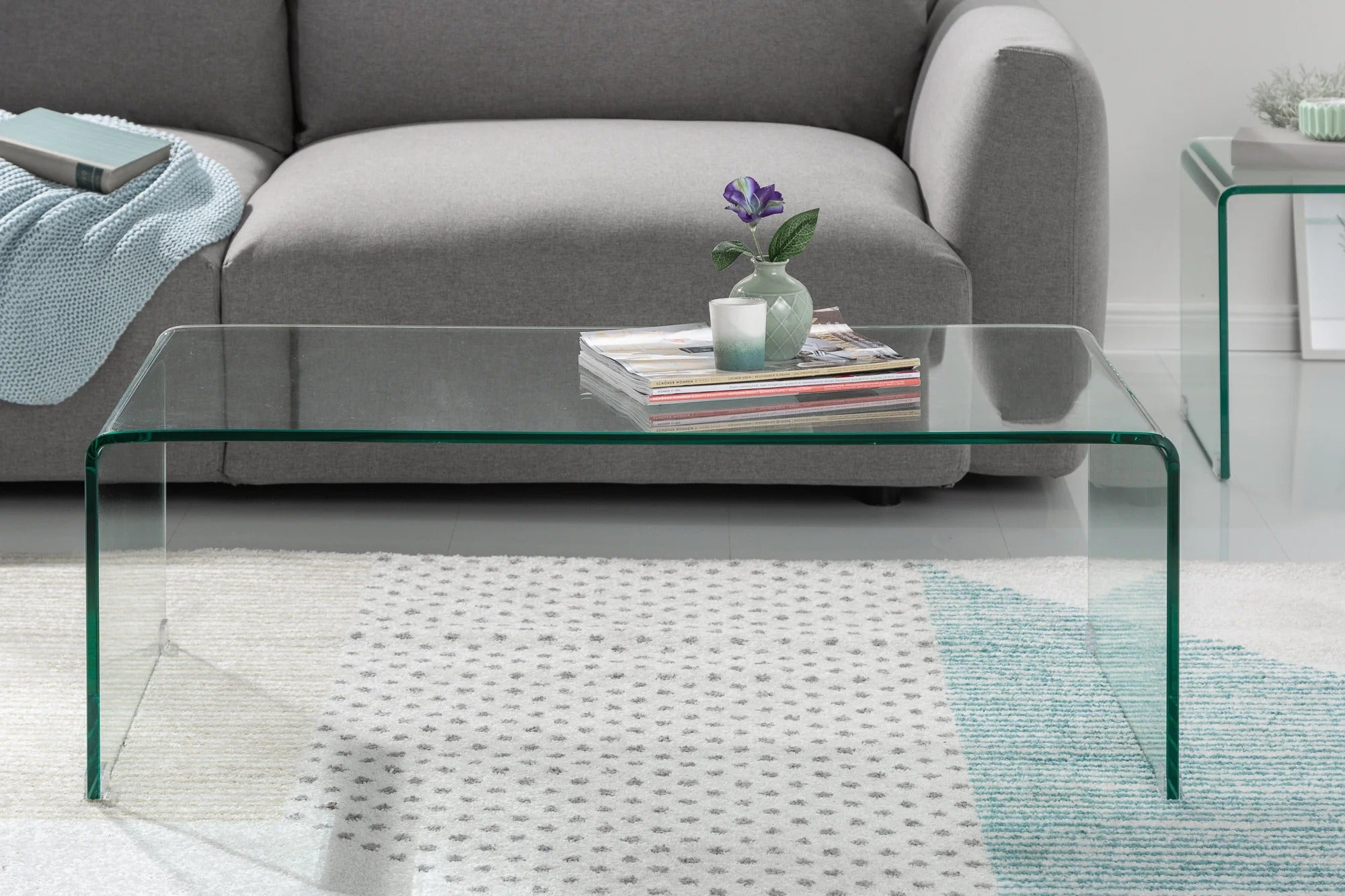 Set Of 2 Nesting Coffee Tables Quartz 60cm/100cm Glass