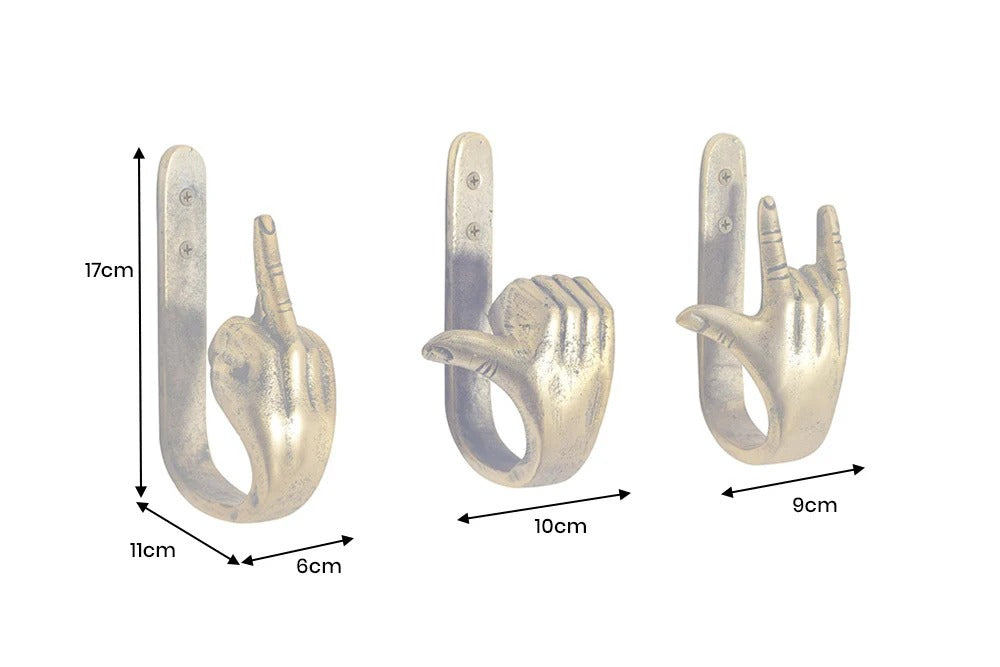 Coat Hook Fingers 17cm Metal Brass