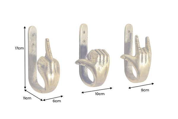 Coat Hook Fingers 17cm Metal Brass