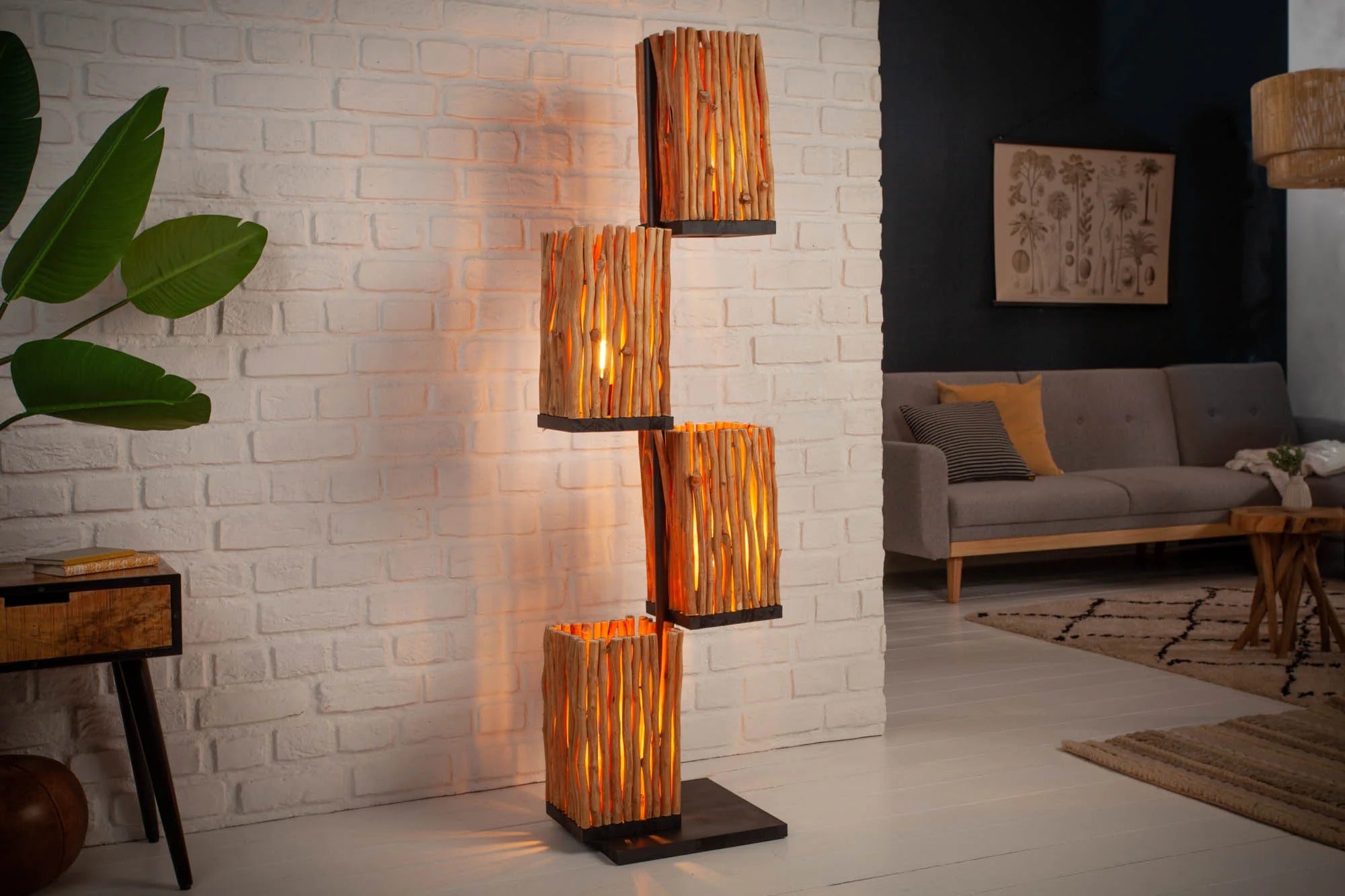 Floor Lamp Euphoria 154cm Longan Wood Natural