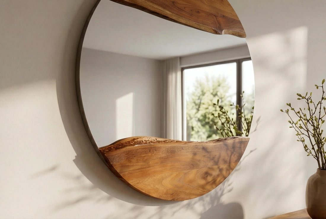 Mirror Living Edge 102cm Acacia Wood Natural