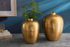 Set Of 2 Vases Oriental 27cm/32cm Hammered Metal Gold