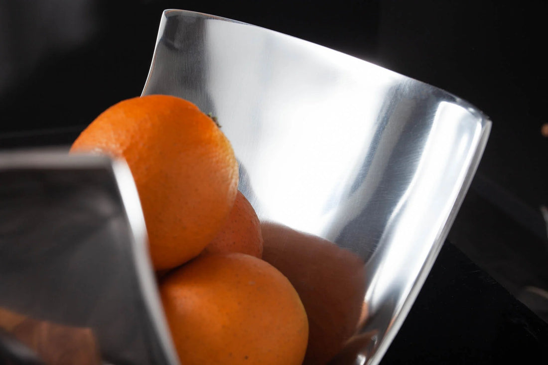 Decorative Bowl Abstract 35cm Polished Metal Silver