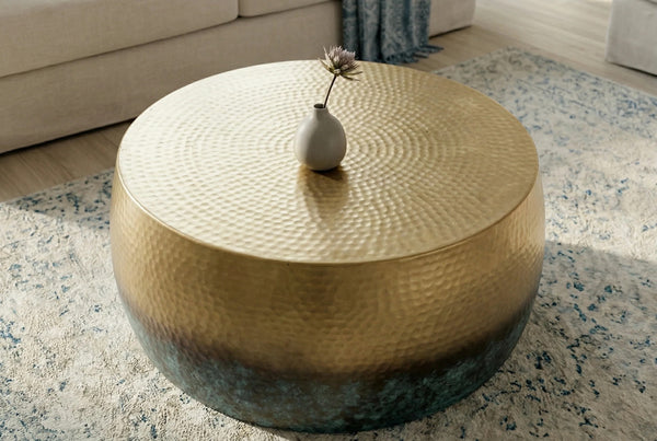 Round Coffee Table Orient 60cm Gold Blue