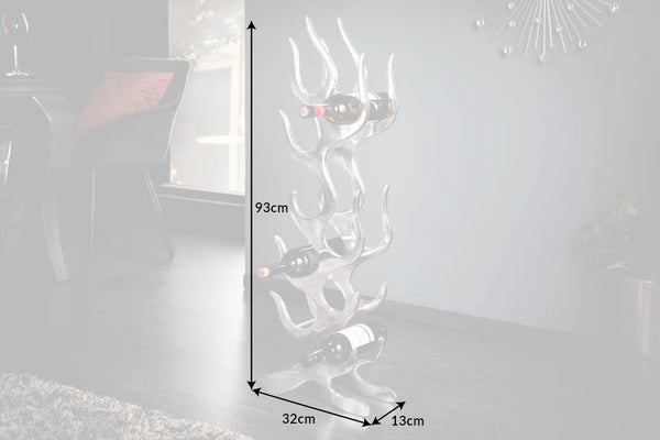 Wine Bottle Rack Flame 93cm Metal Silver