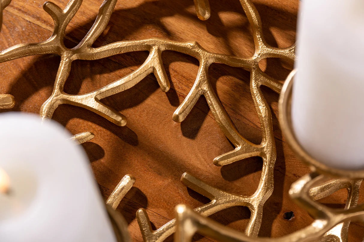 Candle Holder Abstract 38cm Metal Gold