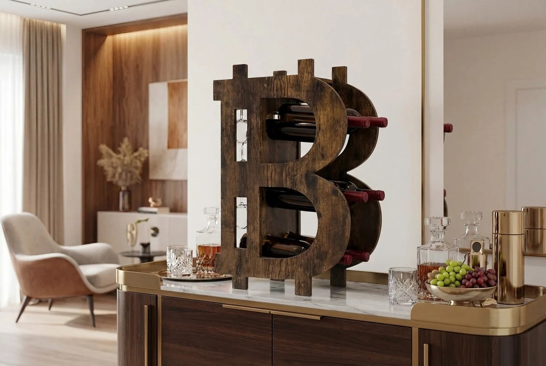 Wine Shelf Half Bitcoin 68cm Pine wood Natural