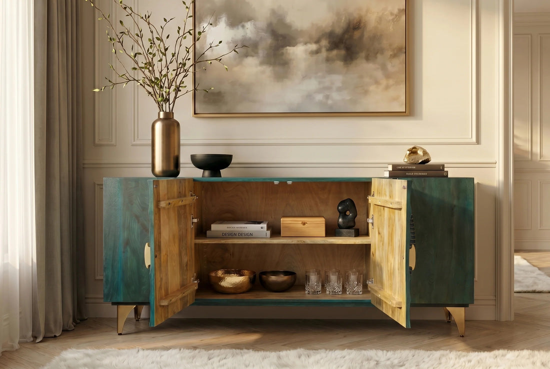 Sideboard Golden Eye 177cm Mango Wood Turquoise