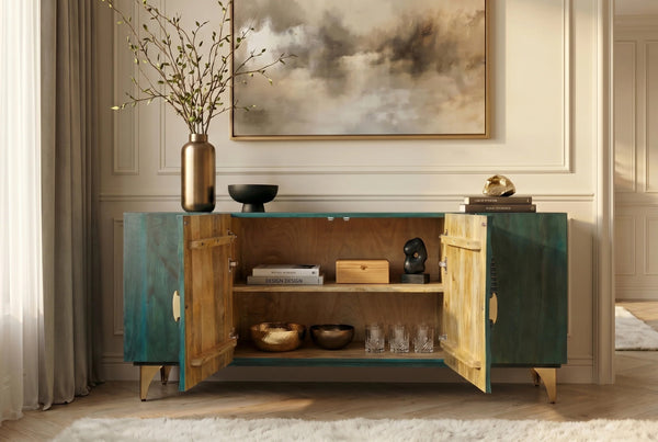 Sideboard Golden Eye 177cm Mango Wood Turquoise