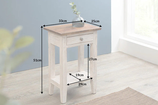 Side Table La Fleur 51cm Mahogany Wood White