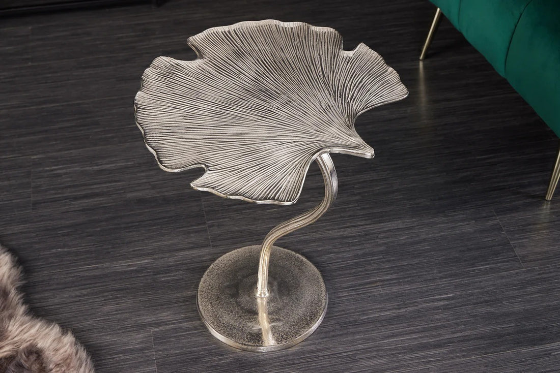 Side Table Ginkgo 55cm Metal Silver