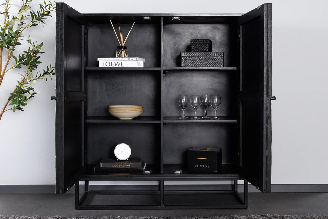 Cabinet Barracuda 120cm Mango Wood Black Teak Wood Grey