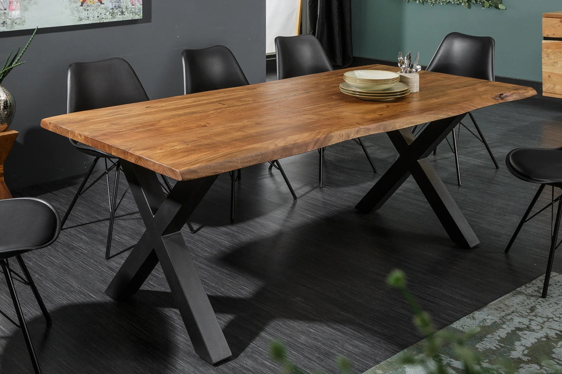 Dining Table Monolith 160cm Acacia Wood Honey X-Frame