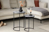 Set Of 2 Round Side Tables Elements 45cm/55cm Marble Grey