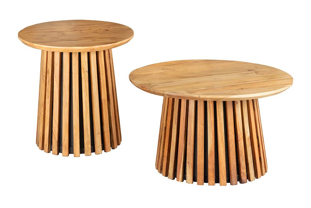 Set Of Two Coffee Tables Yoko 50cm/70cm Acacia Wood Natural