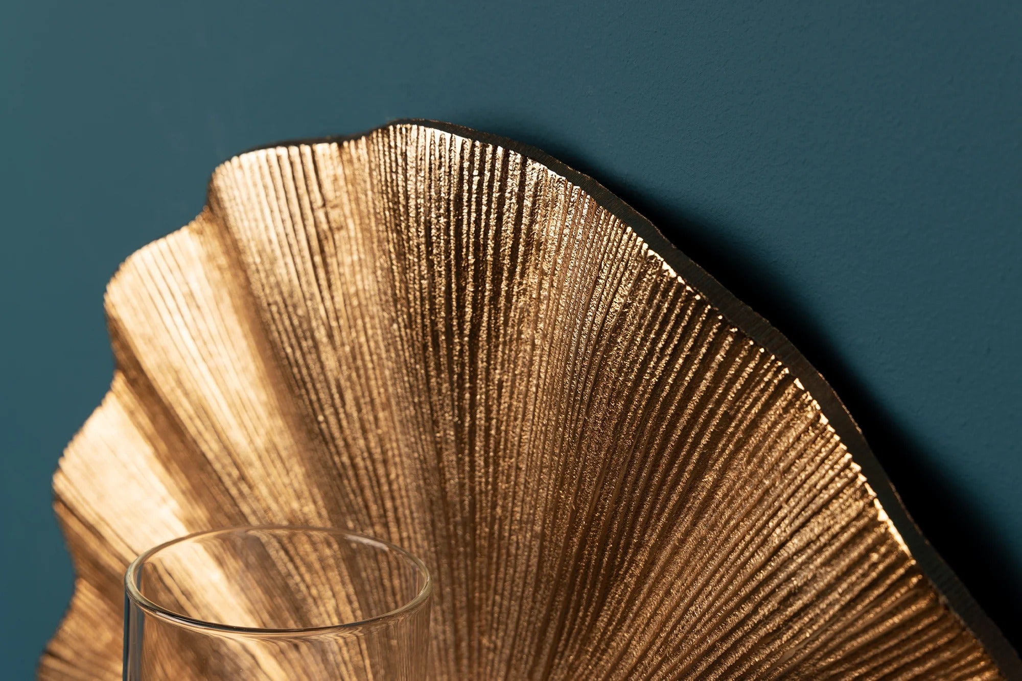 Decorative Wall Candlestick Ginkgo 44cm Metal Gold