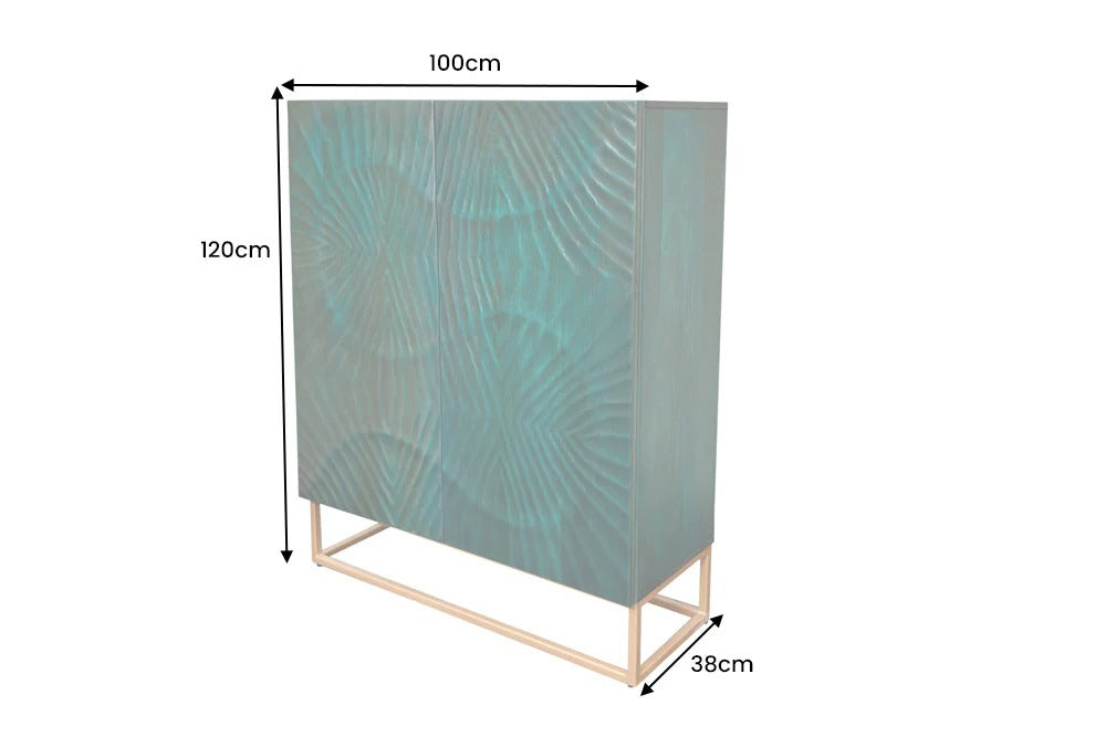 Cabinet Fossil 120cm Mango Wood Turquoise
