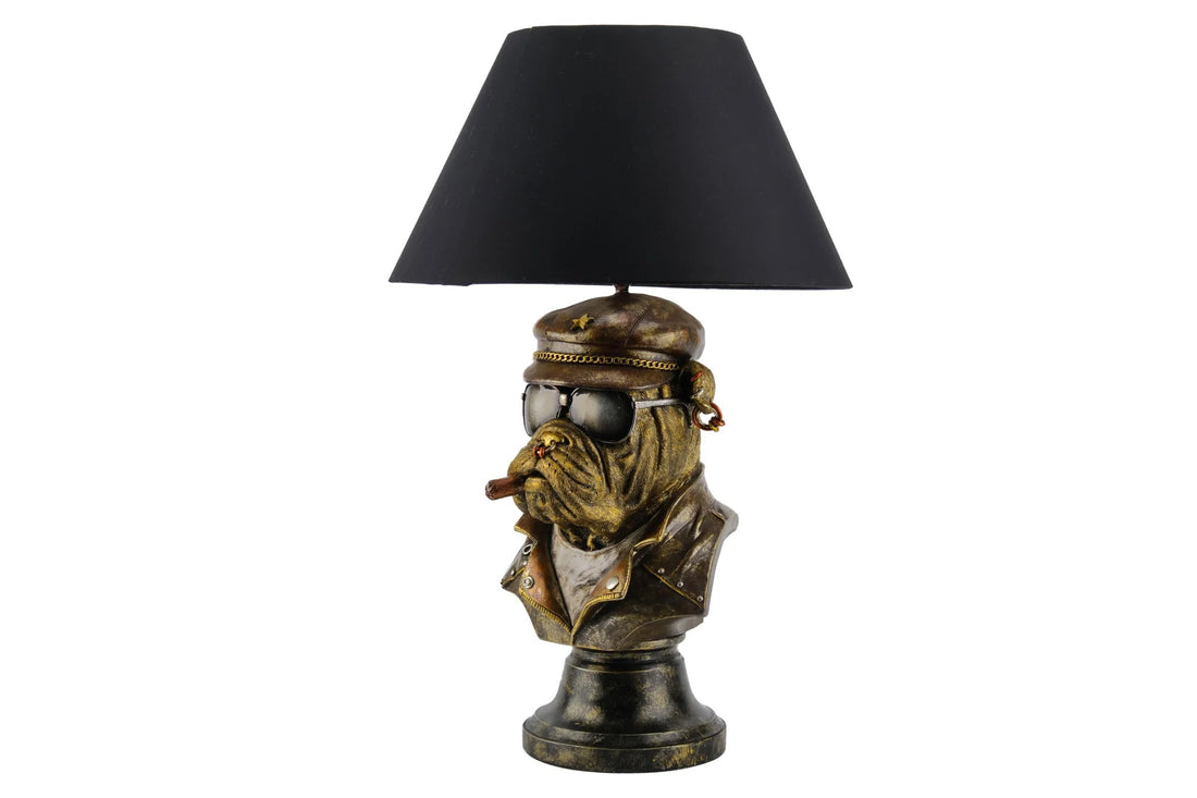 Table Lamp Bulldog 55cm Polyresin Brass