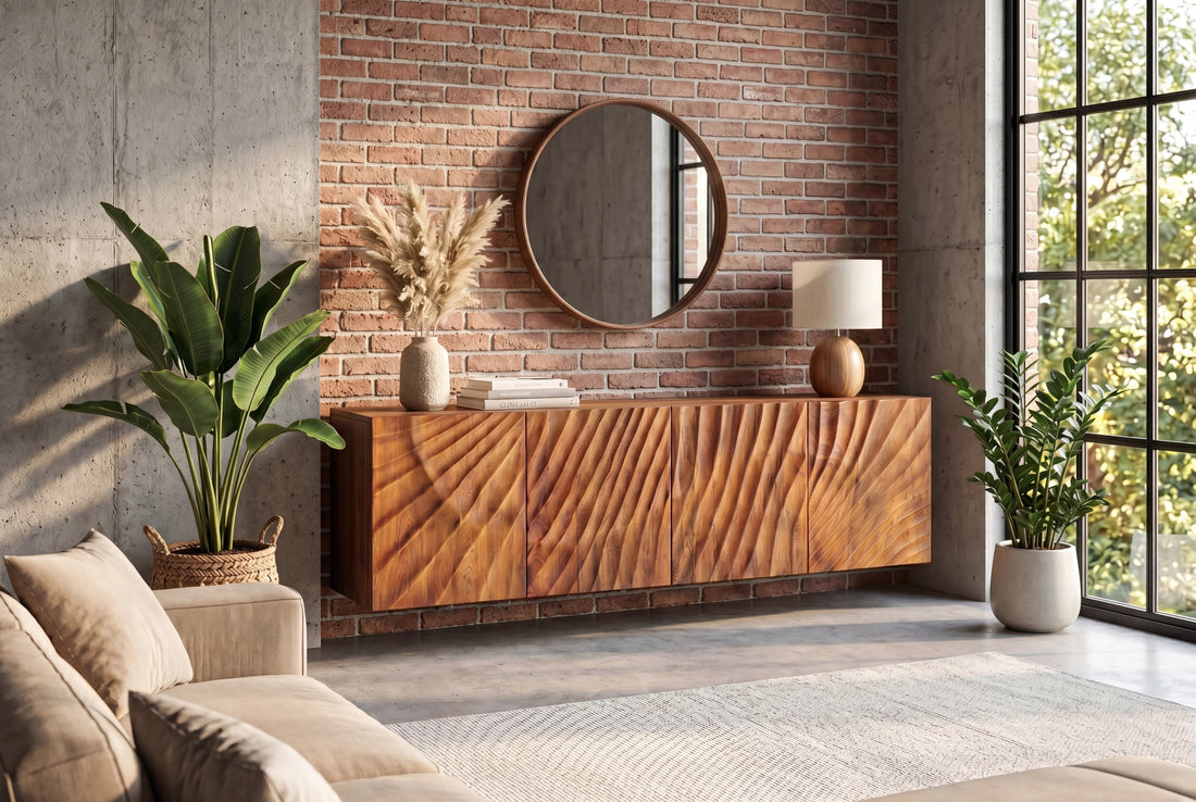 Floating Sideboard Fossil 177cm Mango Wood Brown