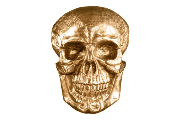 Wall Sculpture Skull 40cm Metal Gold